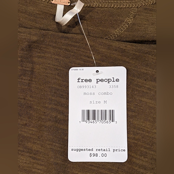 Free People Boho Moss Combo Linen Blend Top Size M - Picture 5 of 12